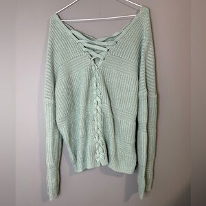 Full Circle Trends size 3X, Mint Green Women's Sweater, corset braided back